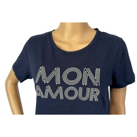 2/$15 J. Crew Mon Amour Cotton Collector Tee Navy Blue Short Sleeve Size S - Picture 6 of 12